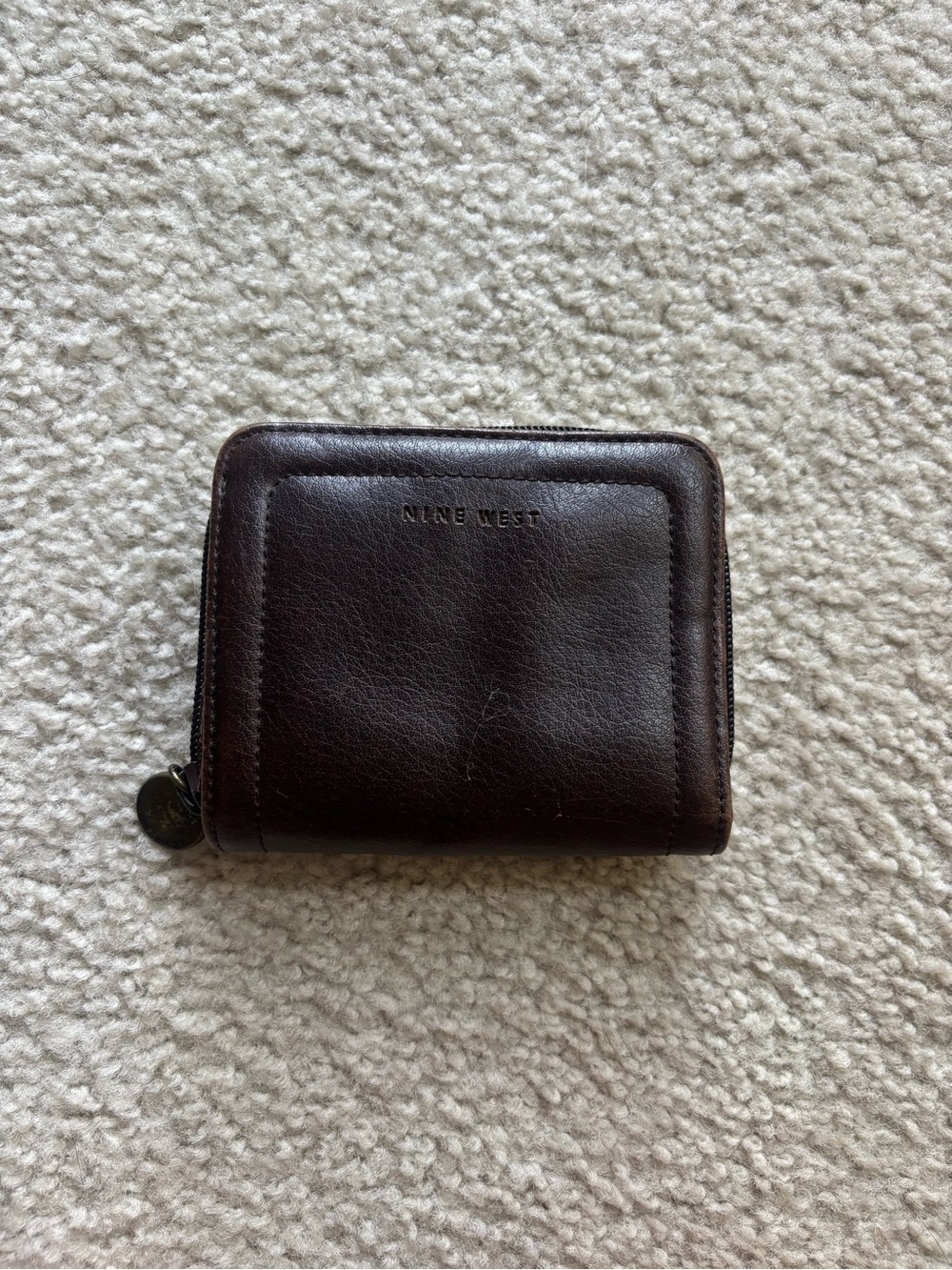 Nine West Brown Leather Zip Card Holder